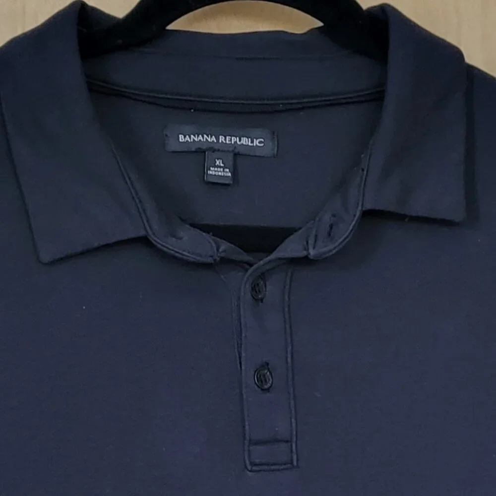 Banana Republic Knit Cotton Polo Shirt Black Size XL